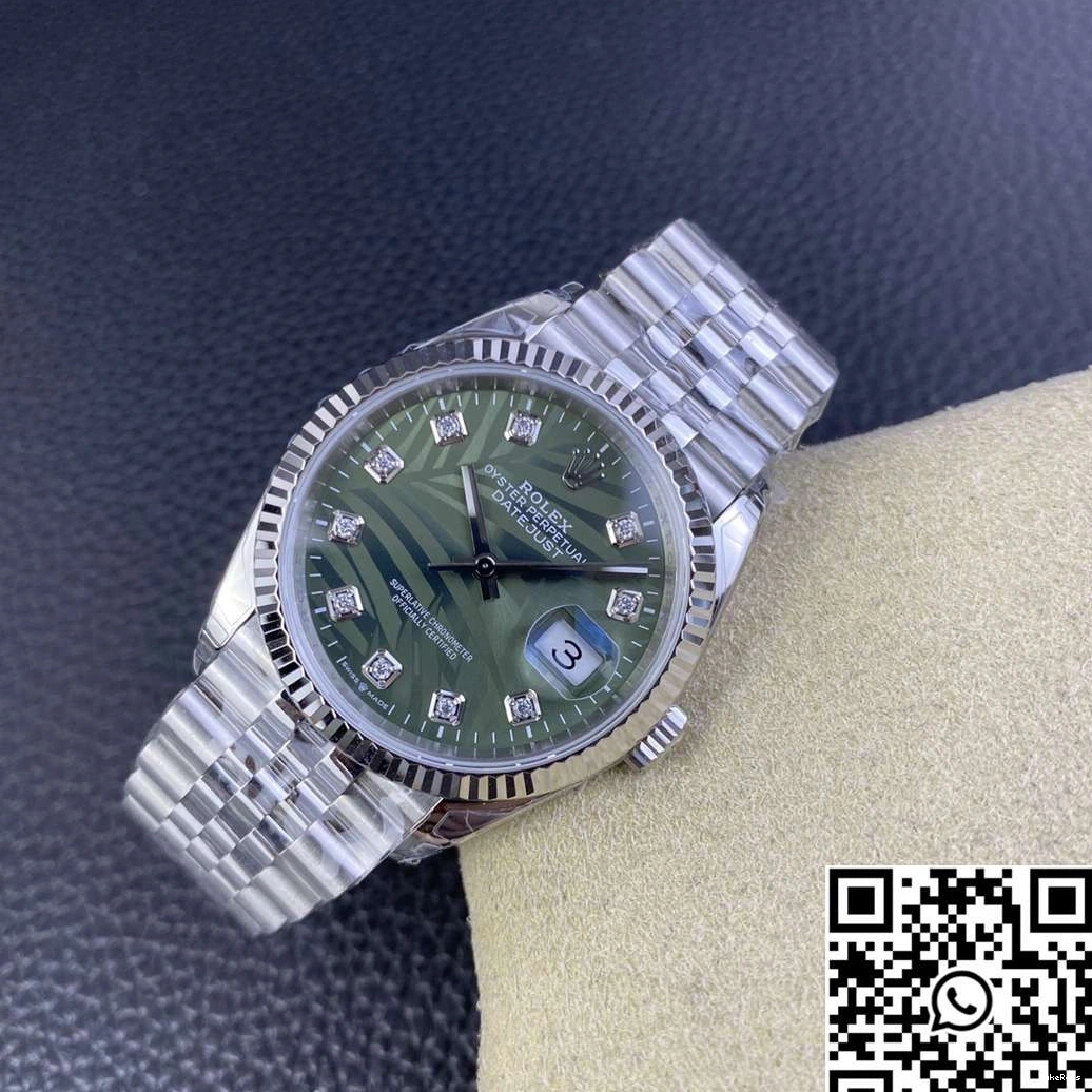 Datejust Dial Green Clean M126234 36MM Motif Diamond Steel Hourmarker Stainless Factory Rolex 0706